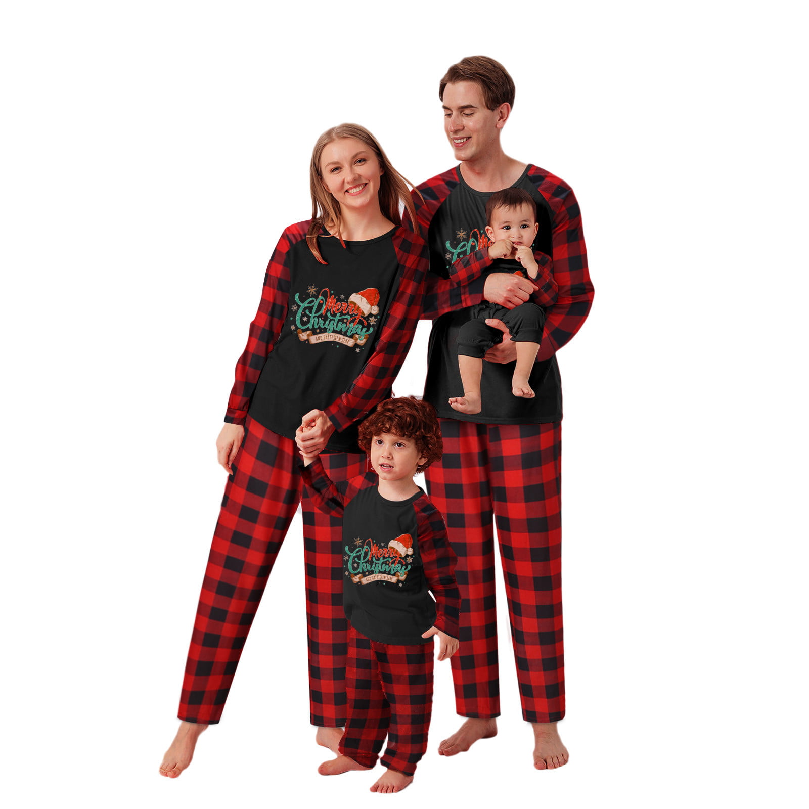 Christmas Pjs Family Matching Sleepwear Knit Holiday Mix Match Pajamas PJs Collection Tops and Long Pants Sleepwear Outfits