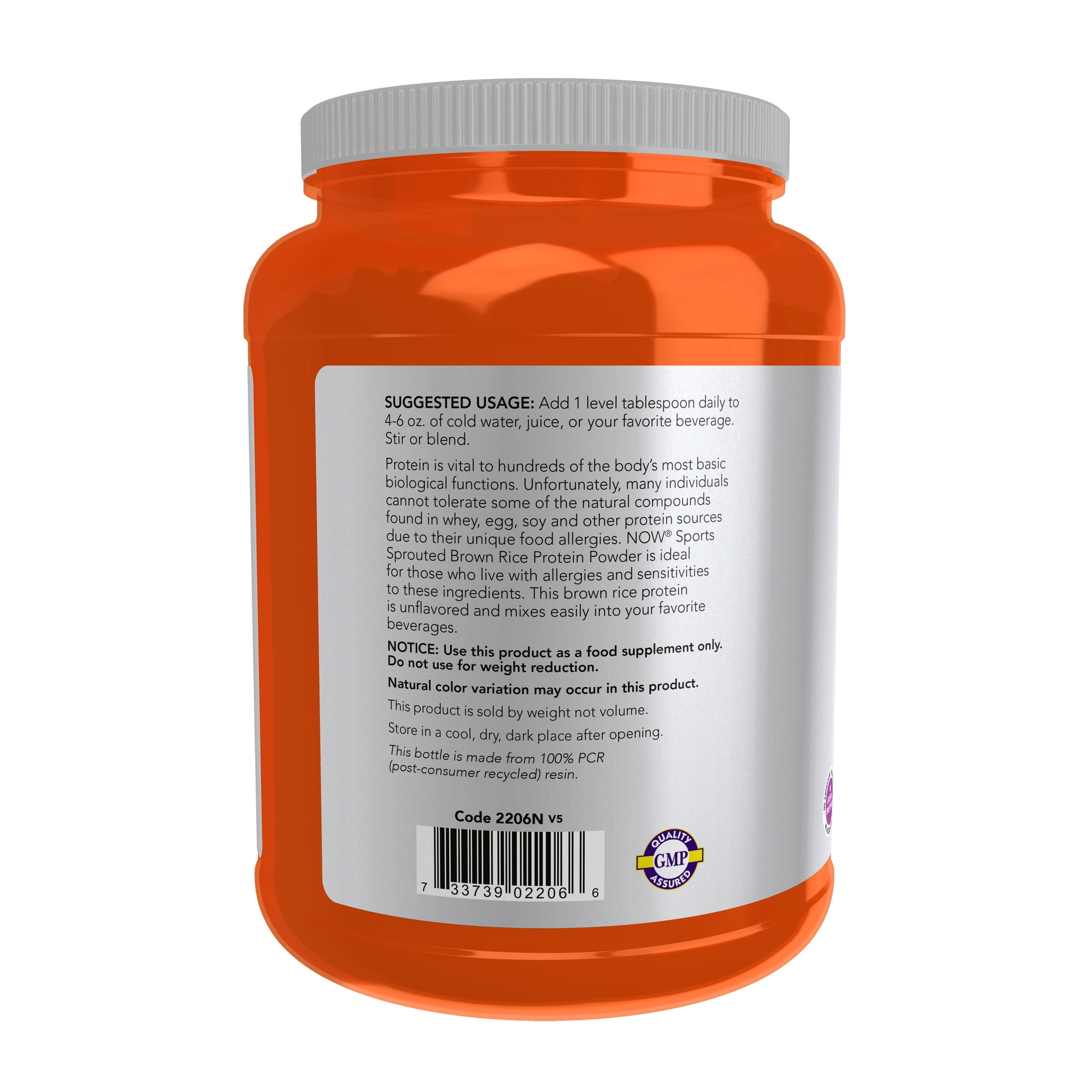 NOW Sports Nutrition, Sprouted Brown Rice Protein, 80% Protein, Unflavored Powder, 2-Pound
