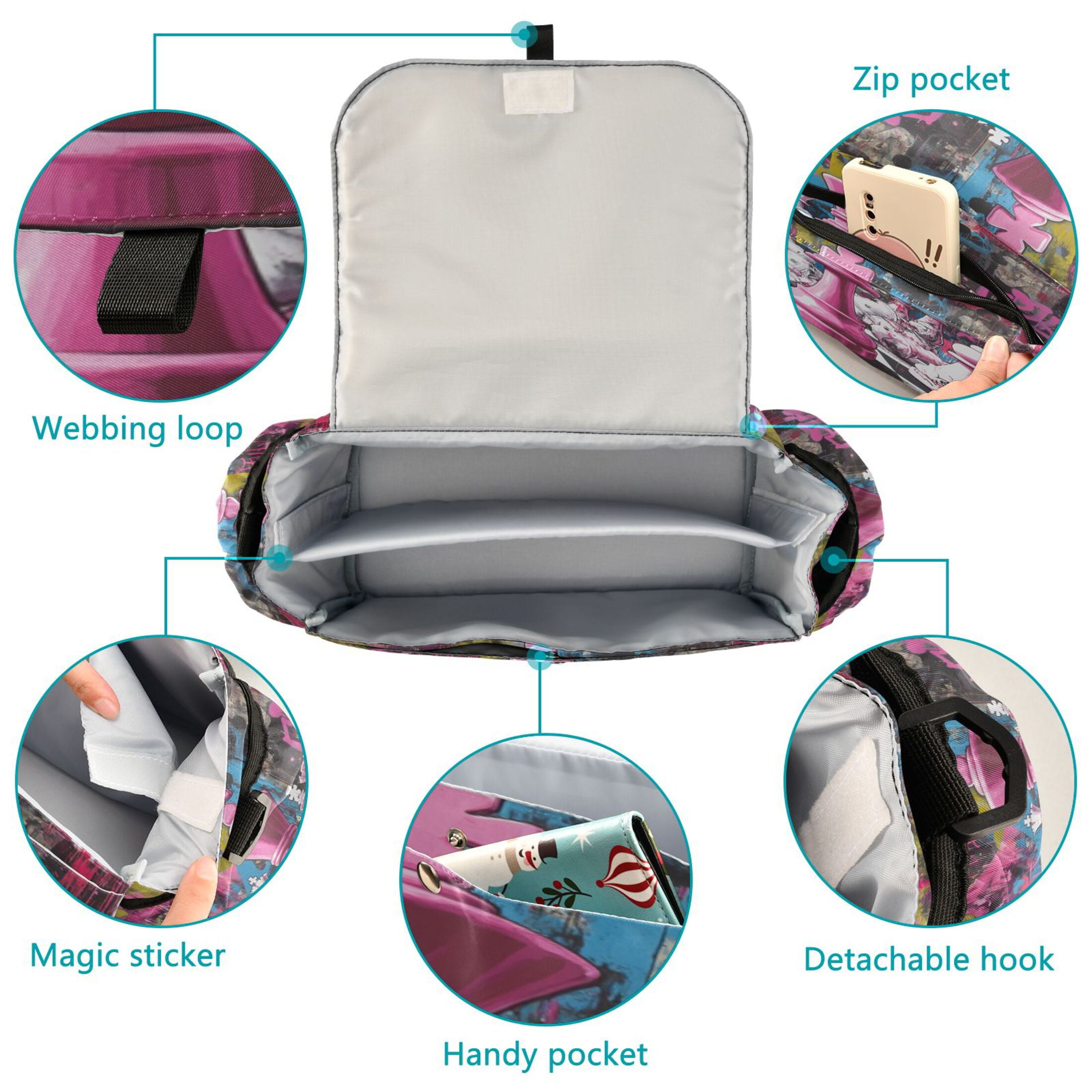 DIXRUYEE Stroller Organizer Graffiti Chess Showdown Printed