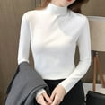 thumbnail image 7 of Harpily 50% Off Clear! Sweatshirts for Women Women Slim Casual Solid Long Sleeve Mock Turtleneck Blouse Tops Slim Fit Stretchy Layer Tee Shirts, 7 of 7