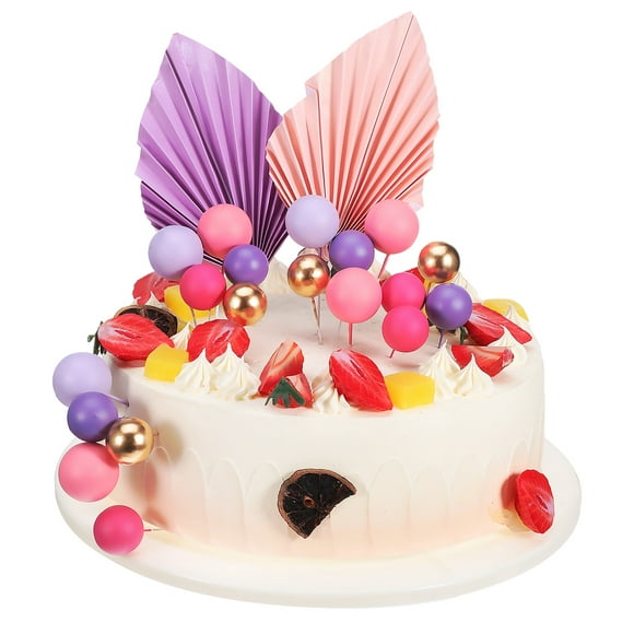 27 Pcs Cake Decorations Happy Birthday Cake Toppers Cake Ball Toppers Decorative Cake Fans For Wedding Baby Shower Birthday Party Supplies