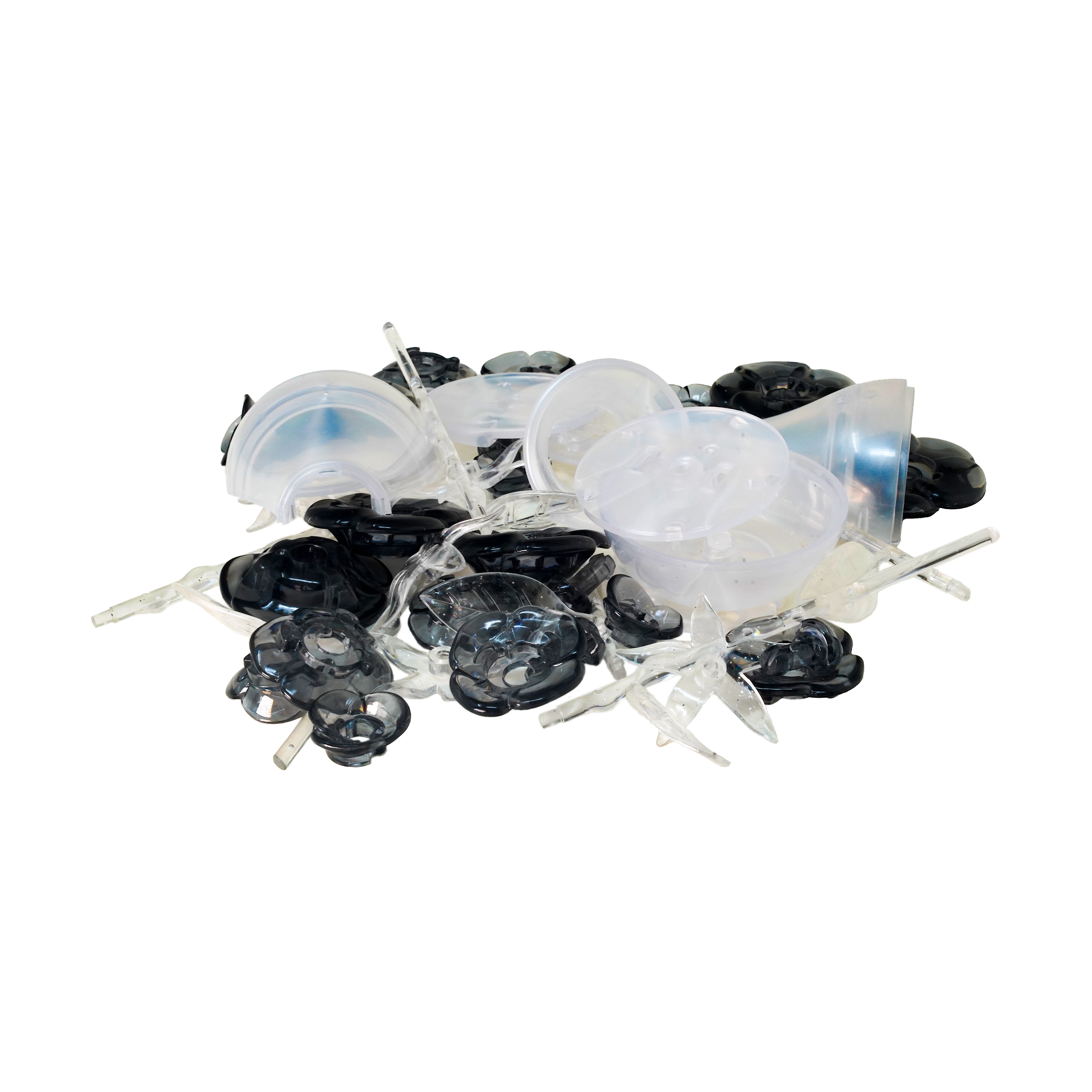 AreYouGame.com 3D Crystal Puzzle - Roses in a Vase (Black with Clear Stem, White Vase): 47 Pcs