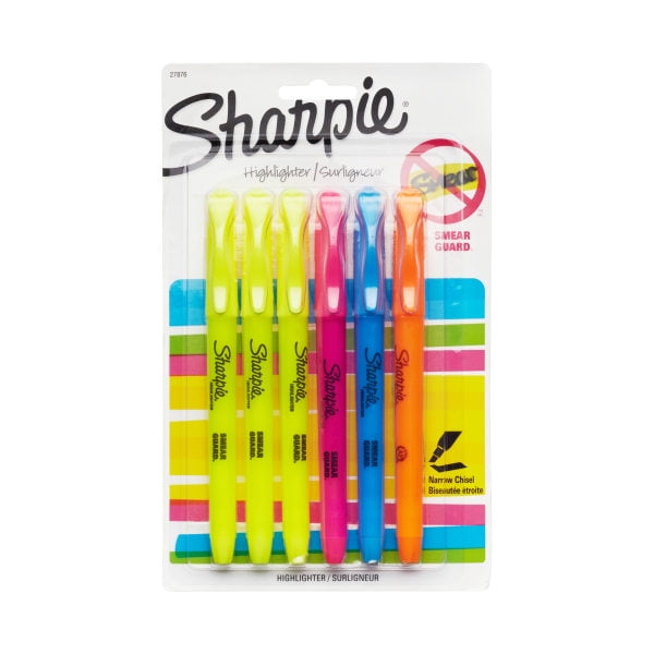 Sharpie® Accent® Pocket Highlighters, Assorted, Pack Of 6