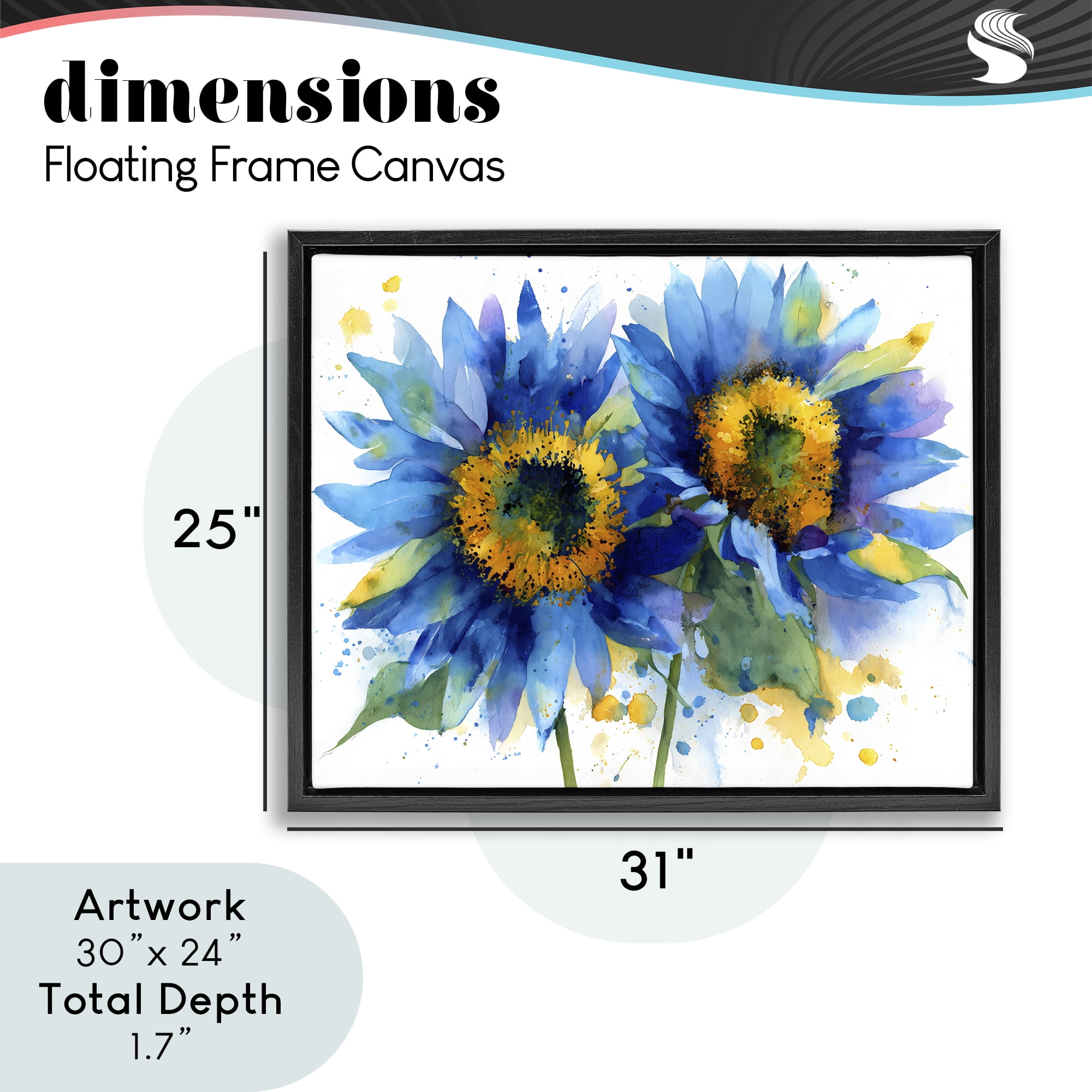 Stupell Industries Blue Sunflowers Bouquet Black Framed Floater Canvas Wall Art, design by Franklyn Gregory