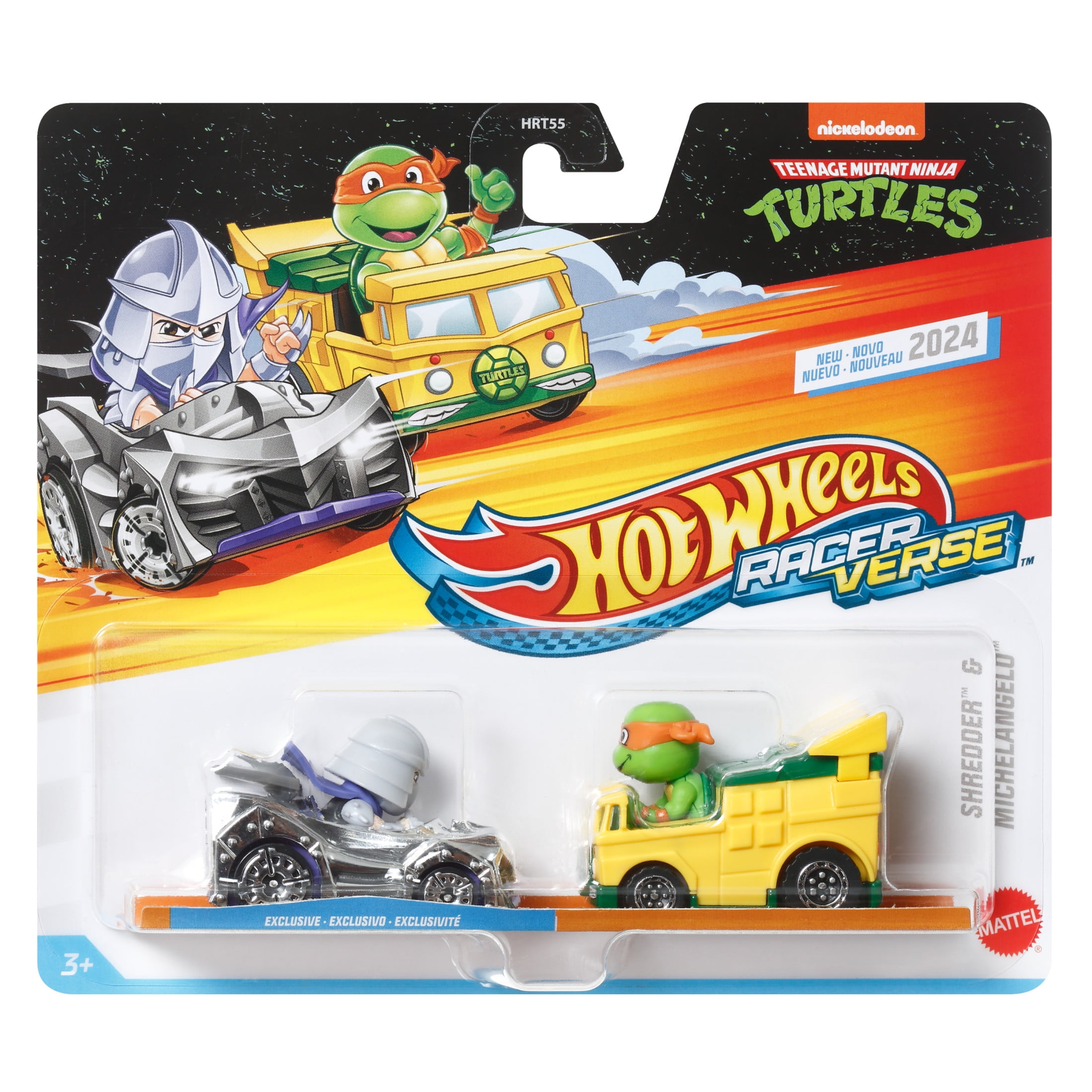 Hot Wheels RacerVerse Die-Cast Cars, Set of 2 Toy Vehicles with Character Drivers Optimized for RacerVerse Track (Styles May Vary)