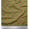 thumbnail image 1 of Soimoi Brown Modal Satin Fabric Dot & Skull Printed Fabric 1 Yard 42 Inch Wide, 1 of 1