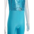 thumbnail image 5 of IEFIEL Girls Bronzing Cloth Sequins Mesh Patchwork Jumpsuit Zip-Up Ballet Modern Dance Unitard Shiny Sequin Ruffle Hem Dancewear Blue 8, 5 of 7