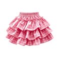 thumbnail image 3 of WAYUTE Uniform Skirts for Girls Red Elastic Waisted Plaid Pleated Ruffle Layerd Cute A Line Tutu Cake Skirt Casual Outdoor,7-8 Y, 3 of 4