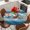 Green Blue, variant on Green Starfish Summer Round Tablecloth, Fitted Table Cover with Elastic for 45"-54" Round Tables, Ocean Coral Conch Blue Shells Table Cloth Outdoor Indoor Dinning Party Waterproof Tablecloths