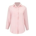 thumbnail image 4 of Pink Women Shirts, Womens Daily Casual V Neck Shirts Long Sleeve Collared Blouses Pocket Loose Fit Shirt,Women Shirts XXL, 4 of 9