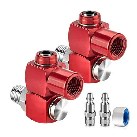 2-Packs 1/4 Inch NPT 360 Degree Swivel Air Hose Fittings, No Leakage Air Hose Connector with 1/4 Inch MNPT Quick Connect