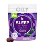 OLLY Sleep Gummy Supplement, 3mg Melatonin, L Theanine, Chamomile, Blackberry Flavor, 60 Ct