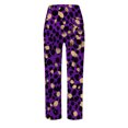 thumbnail image 4 of DHFJKG Women Linen Capri Pants Leopard Printed Summer Lightweight Loose Fit Casual Drawstring Beach Pants Stylish Trousers, 4 of 5