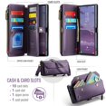 thumbnail image 3 of CaseMe Leather for Samsung Galaxy S25 Ultra Case Wallet【RFID Blocking】with 10-Card Holder Zipper Bills Slot, Soft PU Leather Magnetic Shoulder Wrist Strap for Galaxy S25 Ultra Wallet Case Women, 3 of 12
