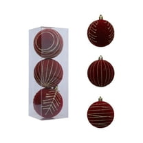 hulanddfd Velvet Christmas Ball Ornaments Pack of 3pcs Red Shatterproof Flocked Xmas Balls Xmas Hanging Decoration for Tree Railing and Wedding Home Decor 8cm/3.15"