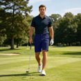 thumbnail image 4 of Garbnen Men’s Golf Shorts Button Straight Leg Men's Bermuda Shorts Lightweight Breathable Casual Summer Outdoor Workout Men Shorts Athletic with Pockets Blue XXL, 4 of 8