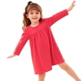 thumbnail image 4 of Bysome Girls Dresses Solid Color Long Sleeve Crew Neck Dress Smooth Girls Dresses Size 2-3 Years Red, 4 of 4