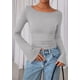 thumbnail image 2 of Camiseta corta de manga larga para mujer PRETTYGARDEN gris talla L, 2 of 8