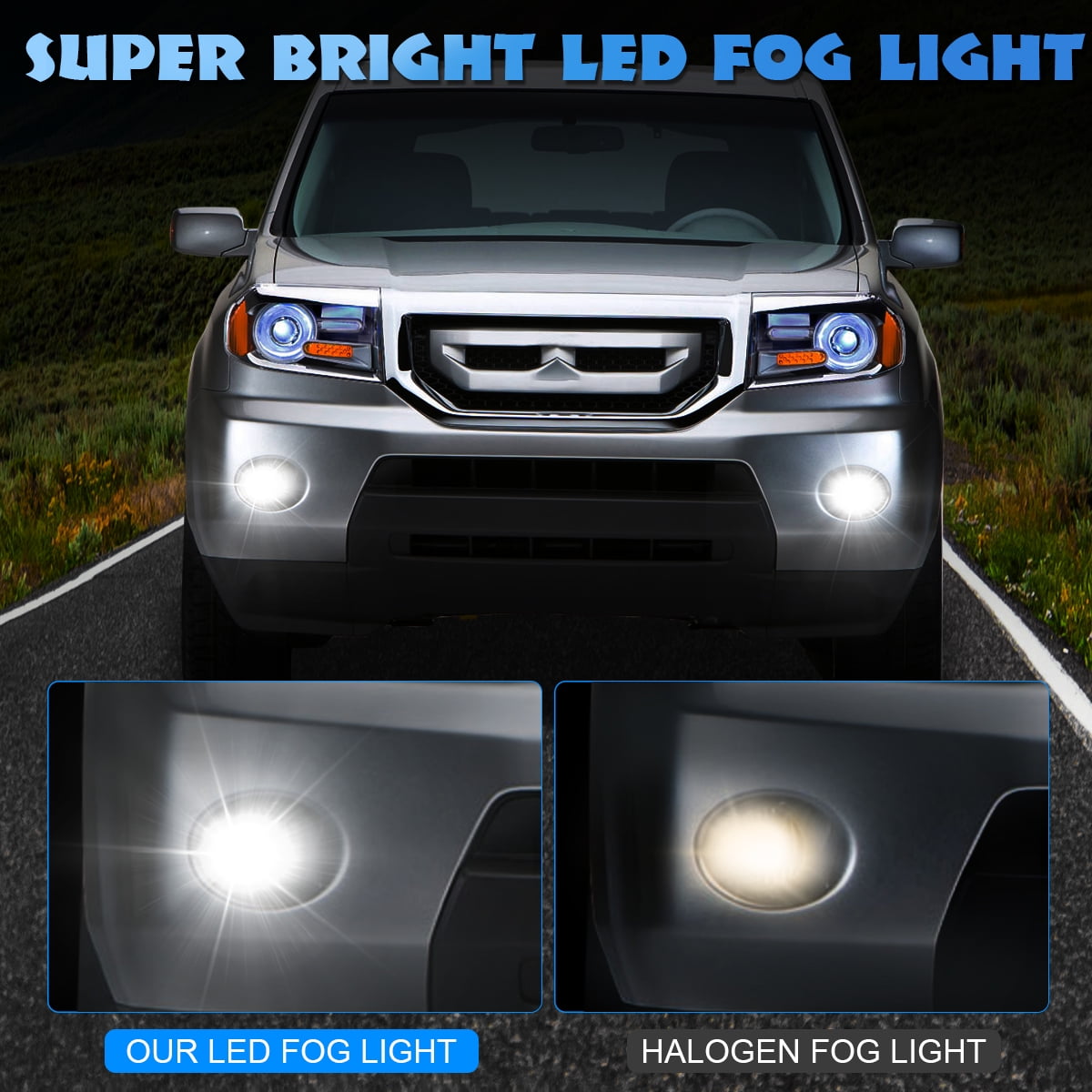 Pair 55W LED Fog Lights For Fiat Honda Jaguar Lincoln Nissan Honda Subaru Suzuki