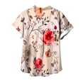 thumbnail image 4 of DeHolifer Shirt for Women Floral Print Turndown Collar Short Sleeve Button Loose Casual Blouse Shirt Hot Pink XL, 4 of 5