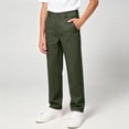 thumbnail image 3 of OGLCCG Boys' Stretch Pull on School Uniform Pants Kids Elastic Waist Straight Leg Twill Pants with Pockets Solid Color Dress Suit Pants 5-14 Years, 3 of 8