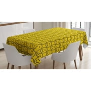 Emoji Tablecloth, Flat Simple Smiley Faces Expressing Happiness in Diagonal Order Joyful Childhood, Rectangular Table Cover for Dining Room Kitchen, 52 X 70 Inches, Yellow Black, by Ambesonne