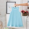 thumbnail image 2 of FRSASU Girl's Sleeveless Summer Tank Dress Crew Neck Casual Solid Color Beach Vacation Sundress Blue-A, 2 of 7