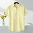 thumbnail image 2 of New Summer Arrivals YLSDY Men's Stylish Stretch Wrinkle Free Short Sleeve Button Down Shirt Summer Casual Beach Vacation Button up Shirts Yellow L, 2 of 9