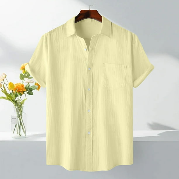 pstuiky camisetas de hombre, Camisa informal de manga corta con cuello vuelto y cuello redondo de color liso para hombre ropa de hombre m