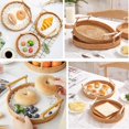 thumbnail image 4 of Small Round Rattan Serving Tray, Wicker Basket Tray with Handles Hand Woven Decorative Tray Basket Ottoman Trays for Coffee Table Party Bathroom Home Decor, 4 of 9