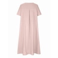 thumbnail image 4 of Womens Loose Fit Casual Linen Blend Solid Color Round Neck Short Sleeve Midi Dress Beach Pink XXL, 4 of 9
