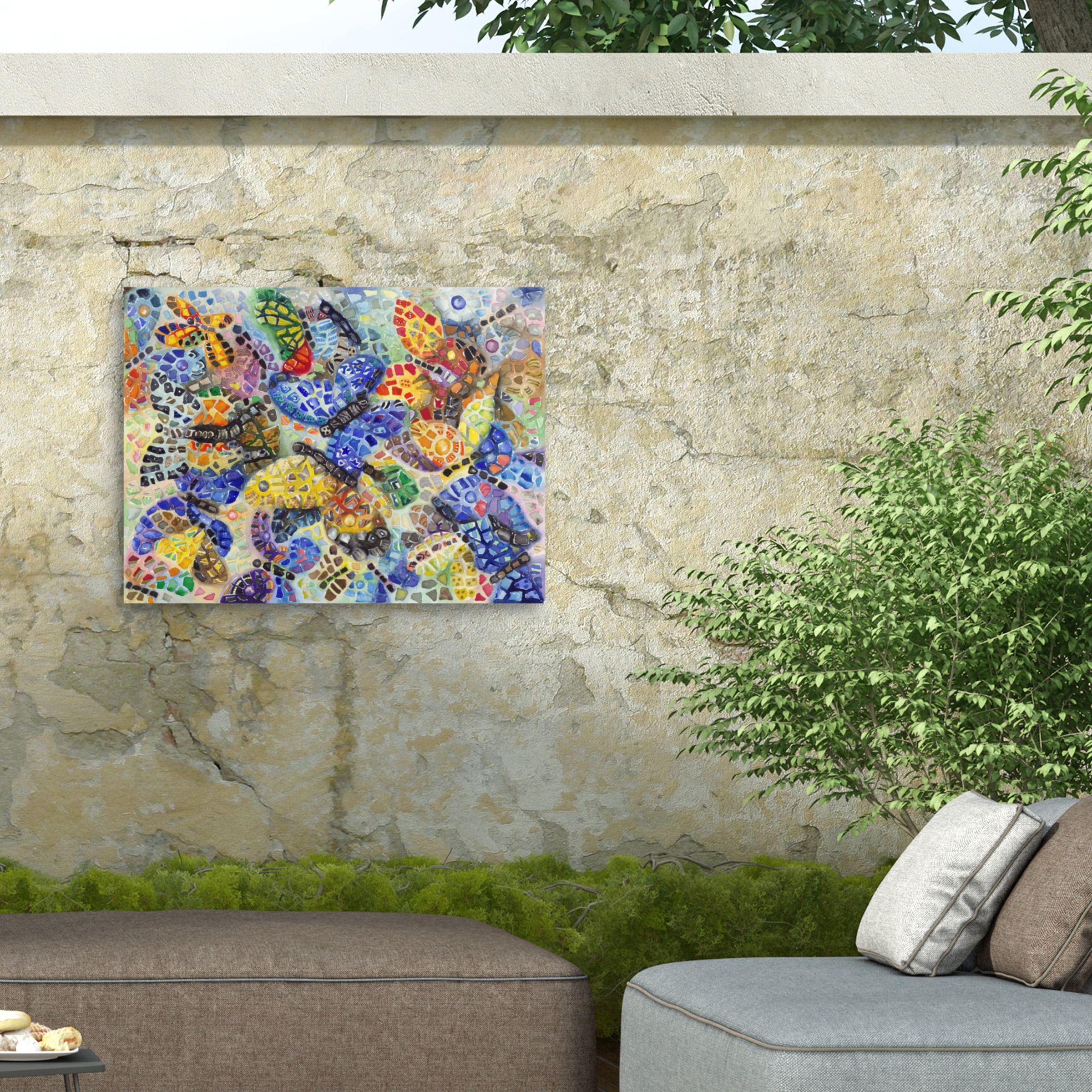 Charlsie Kelly 'Colorful Butterflies Pattern' Outdoor Canvas 35x47