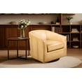 thumbnail image 3 of Sorella Genuine Leather Swivel Chair – Modern Barrel Accent Chair with Wooden Base & Plush Cushioning, 3 of 6