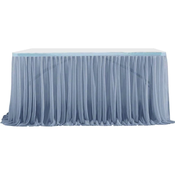 Blue Table Skirt 6FT Table Skirt Tulle Desk Skirts Table Decoration for Birthday Wedding Party Team Building Dessert Table Cover Tablecloth
