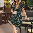 thumbnail image 3 of Rateoe Gold Snowflake Christmas Tree Pattern Women’s Short Sleeve Dress – Casual Elegant Summer A-Line Dress for Everyday Wear, 3 of 6