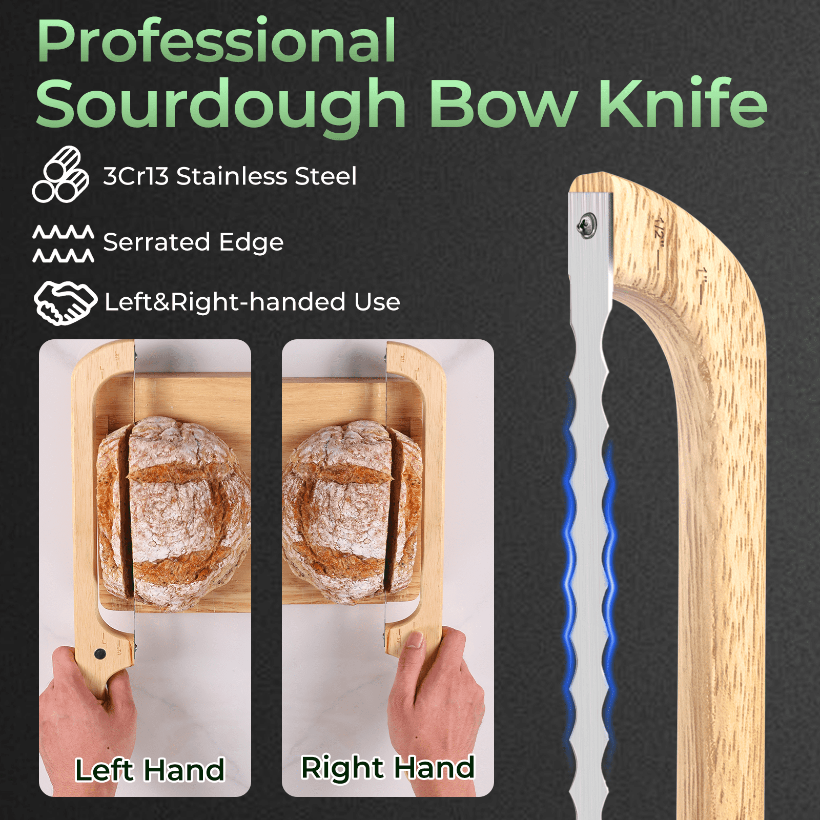Bread Bow Knife and Board Set, Sourdough Bread Slicer and Bread Cutting Board with Magnetic Storage, Space-saving,Right & Left Handed, Perfect for Bagels, Homemade Bread, Ideal Baking Gifts for Woman