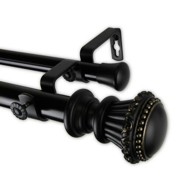 Sansa Double Curtain Rod 1" OD 28-48 inch - Black
