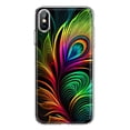 thumbnail image 1 of MUNDAZE Apple iPhone XS Max Neon Rainbow Glow Peacock Feather Shockproof Clear Hybrid Protective Phone Case Cover, 1 of 6