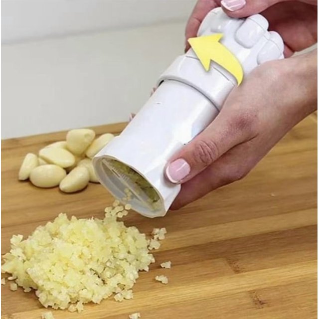 Juego de 2 prensadores y peladores de ajos ergonómicos con cuchillas de acero inoxidable, procesador de alimentos multifuncional for triturar, picar y pelar ajos, apto for lavavajillas