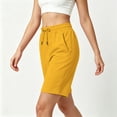 thumbnail image 4 of Summer Athletic Shorts for Women Drawstring Elastic Waist Casual Shorts Soft Cotton Knee Length Shorts with Pocket Summer Outdoor Short Pants Loose Comfort Short Bottoms, 4 of 7