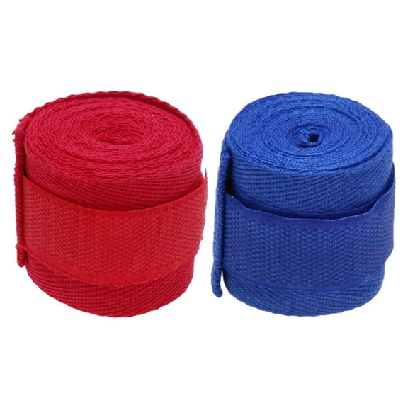 2Pcs 2.5M Eslatic Cotton Sports Strap Boxing Bandage for Muay Thai Taekwondo Hand Gloves Wraps - Red & Blue