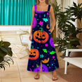 thumbnail image 3 of EANJE Halloween Overalls for Women, Sleeveless Spaghetti Strap Jumpsuit with Pockets, Print Wide Leg Baggy Romper, Adjustable Straps Fall Holiday Party Outfit Multicolor S, 3 of 6