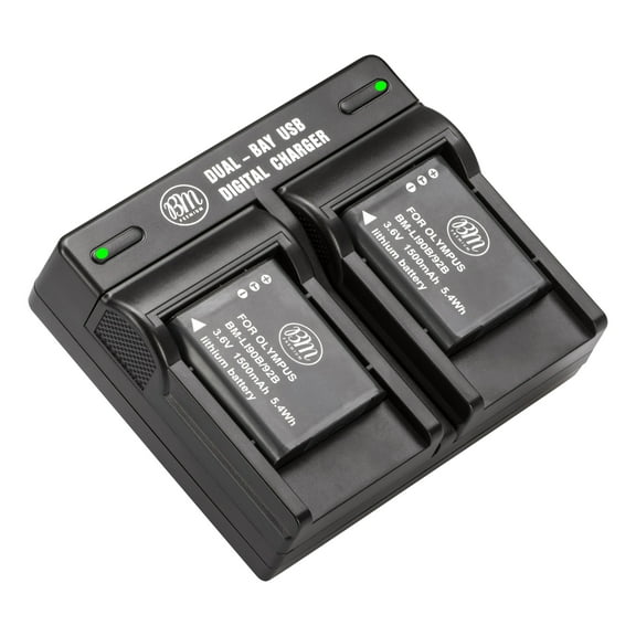 BM Premium LI-90B Batteries and Dual Bay Charger Olympus Tough TG-6, Black