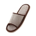 thumbnail image 2 of Women Breathable Linen Open Toe Slip On Flat Indoor Home Slide Slippers Brown 10-10.5, 2 of 7