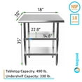 thumbnail image 3 of AmGood 30 in. x 18 in. Stainless Steel Table with Two Undershelves | Metal Utility Kitchen Prep Work Table | NSF, 3 of 8