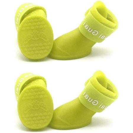 4Pcs/Set Dog Boots Waterproof Silicone Shoes with Adjutable Strap Non-Slip for Pet Outdoor for Small Medium Dogs Pet Rain Boots Waterproof Dog Shoes for Rain Small Medium Size Dogs Outdoor Paw