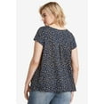 thumbnail image 2 of ellos Women's Plus Size Trapeze Knit Tee - 26/28, Navy White Ditsy, 2 of 6