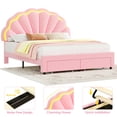 thumbnail image 5 of Homfa Full Size Bed Frame with LED Lights & Storage Drawers, Upholstered Platform Bed with Adjustable Petal Headboard, Pink Velvet, 5 of 8