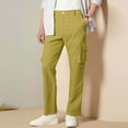 thumbnail image 4 of Mens Work Dress Pants Slim Fit Stretch Golf Cargo Pants Quick Dry Casual Comfy Trousers with Pockets Fall Winter (XL, Yellow), 4 of 7