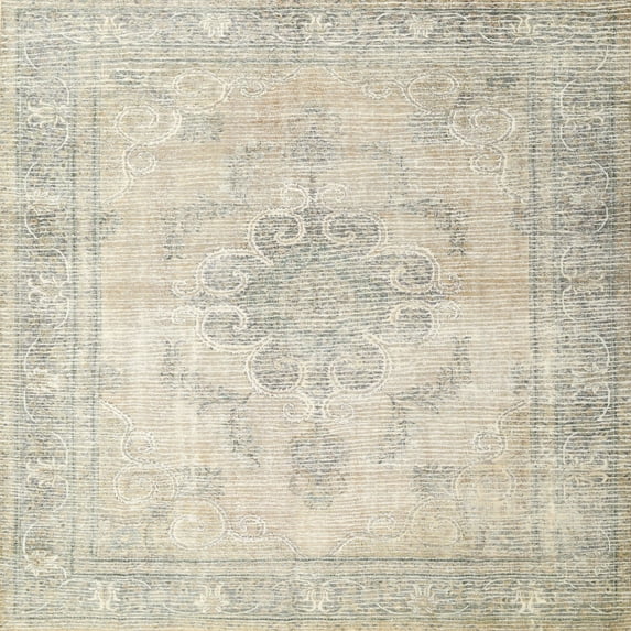 Ahgly Company Indoor Square Traditional Sand Brown Persian Area Rugs, 5' Square